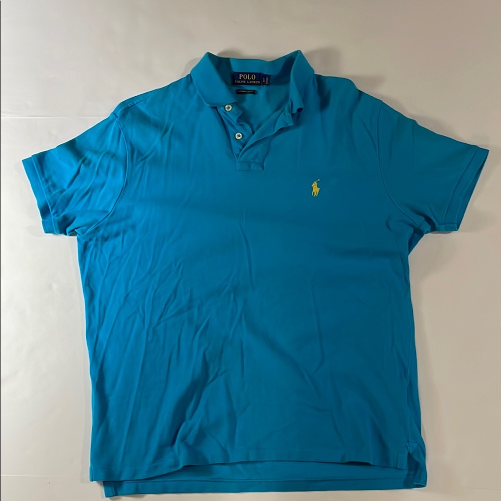 Polo by Ralph Lauren Men's Vibrant Blue Polo Shirt 100% Cotton Slim Fit Large